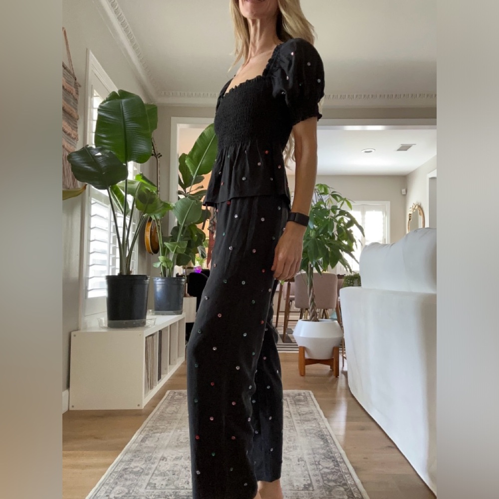 Hill House Home Embelished Pajama/Lounge Set Black